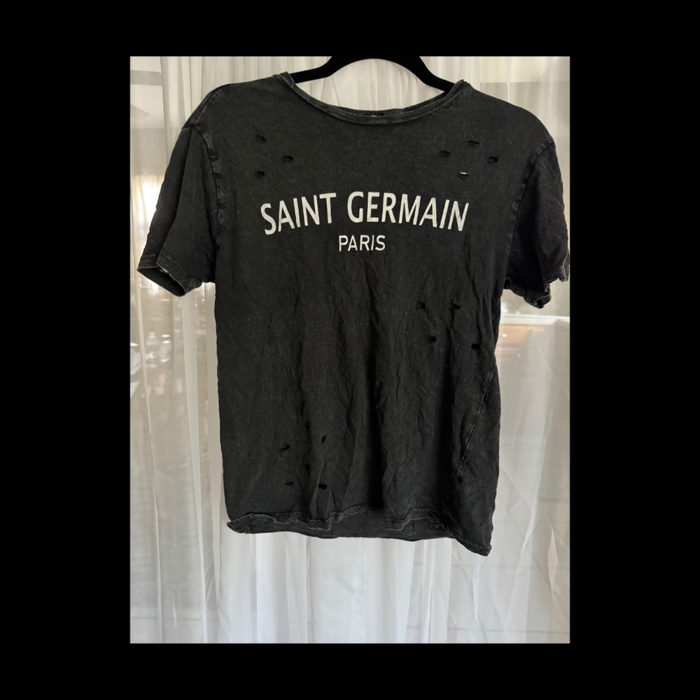 Dark Grey/Black Graphic T-shirt with holes